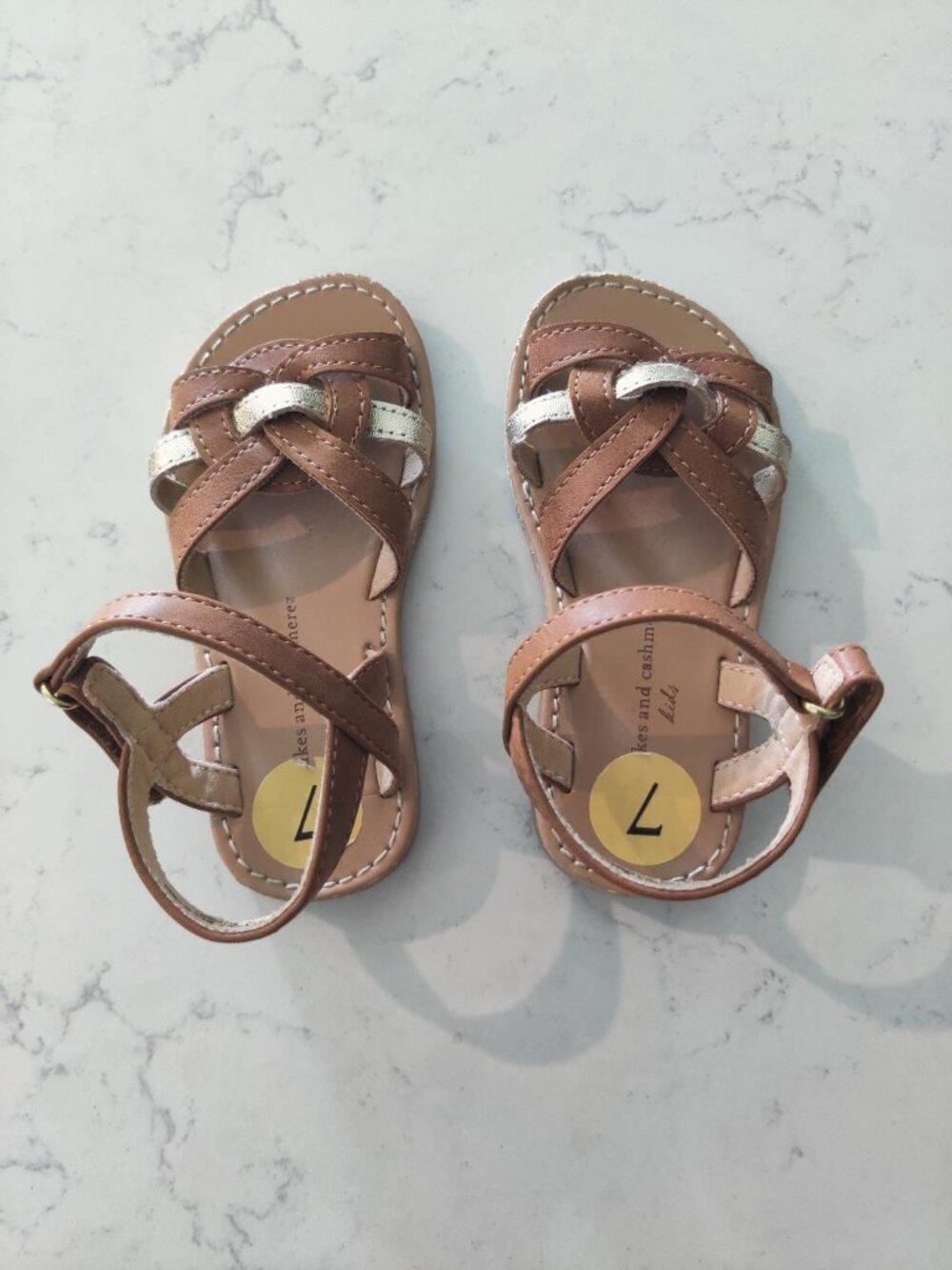 Cupcakes and Cashmere Kids Girls Brown Strap Sandals Size 7